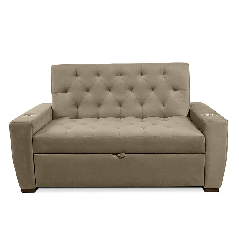 Sofá Cama Vicenzo Camel 150x86cm De 3 Puestos Reclinable con Apoya Brazos