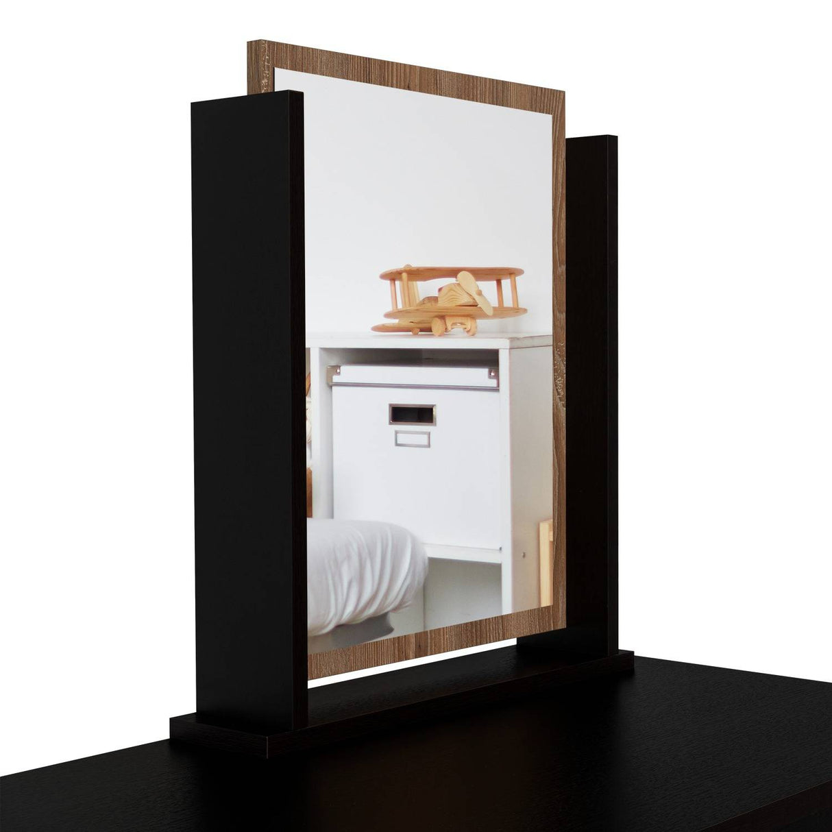 Tocador Kaia Wengue 100x126.7cm con Cuatro Cajones y con Espejo - Tocadores | Bylmo