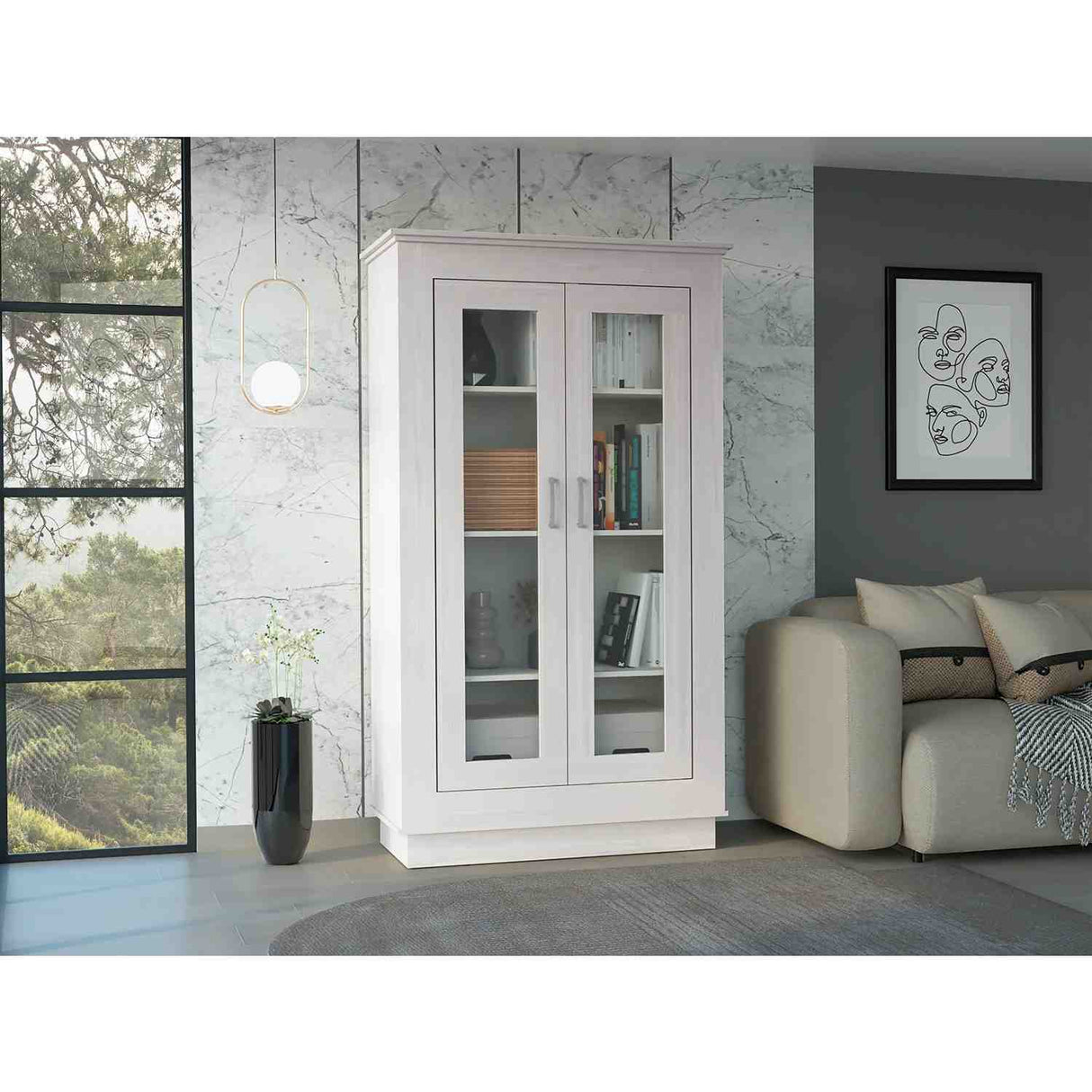 Vitrina Alcamo Niebla 103x180cm con Cuatro Compartimientos - Bifes | Bylmo