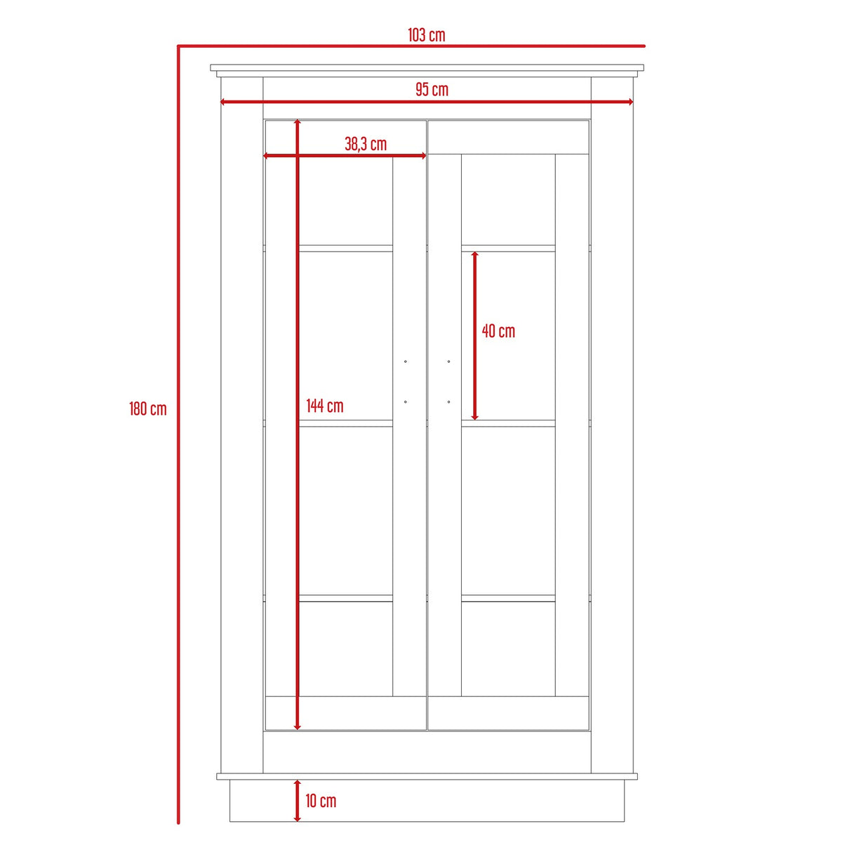 Vitrina Alcamo Niebla 103x180cm con Cuatro Compartimientos - Bifes | Bylmo