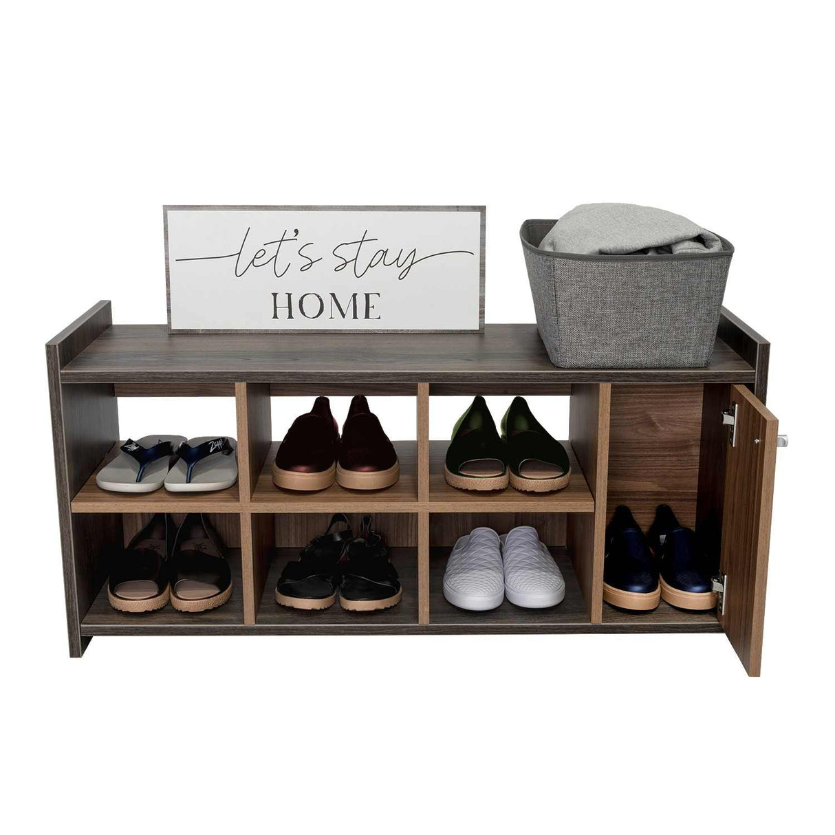 Zapatero Carbón y Gales 100.6x35.7cm Horizontal de Dos Niveles para Doce Pares - Closets | Bylmo