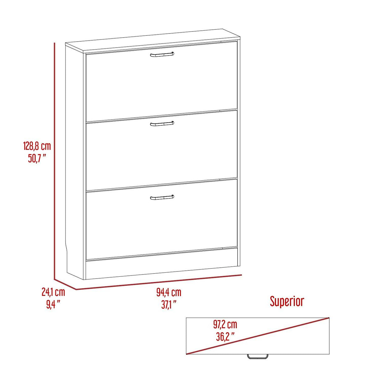 Zapatero Z 94 Wengue 94x94cm Vertical de Tres Niveles para Nueve pares de Zapatos - Zapateros | Bylmo