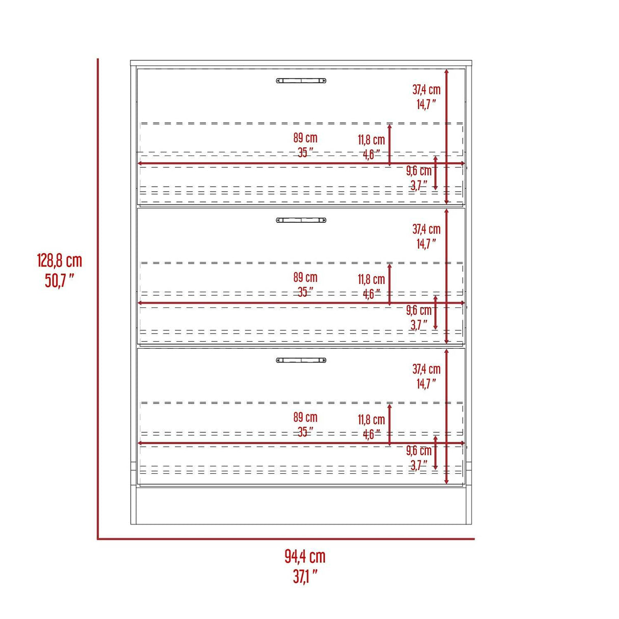 Zapatero Z 94 Wengue 94x94cm Vertical de Tres Niveles para Nueve pares de Zapatos - Zapateros | Bylmo