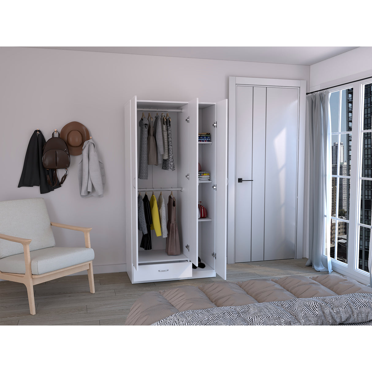 Closet Zeta Blanco 90x184.6cm con Un Cajón - Closets | Bylmo
