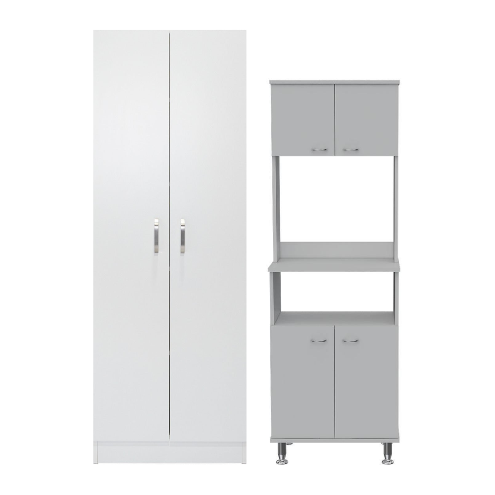 Combo Alacena Multiusos y Mueble Microondas Kitchen Blanco