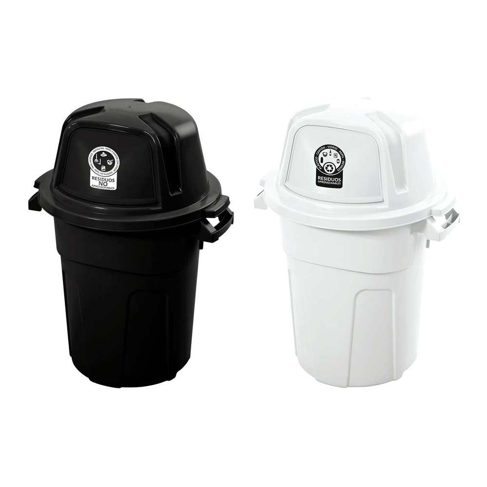 Combo Basurero Rimax Negro y Basurero Rimax Blanco 100 L