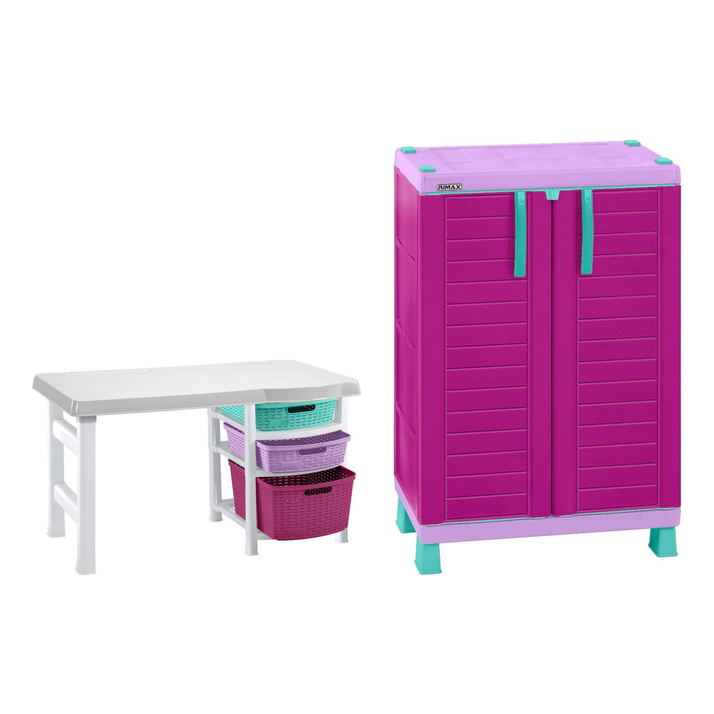 Combo Escritorio Infantil Rimax Glam y Cajonera Infantil Glam Morado