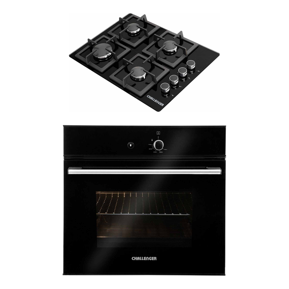 Combo Estufa de Empotrar y Horno de Empotrar a Gas Natural Challenger Negro