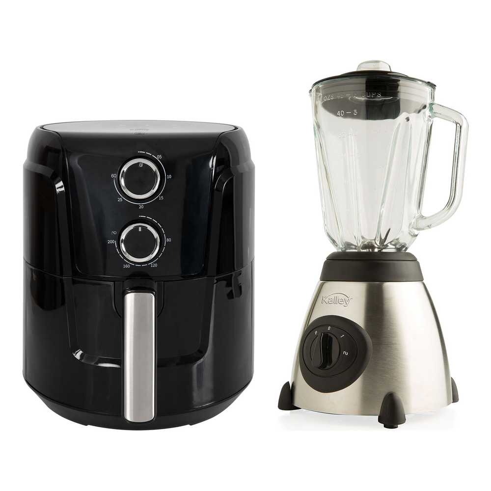 Combo Freidora de Aire Kalley 4.5 L y Licuadora Kalley Gris y Negro
