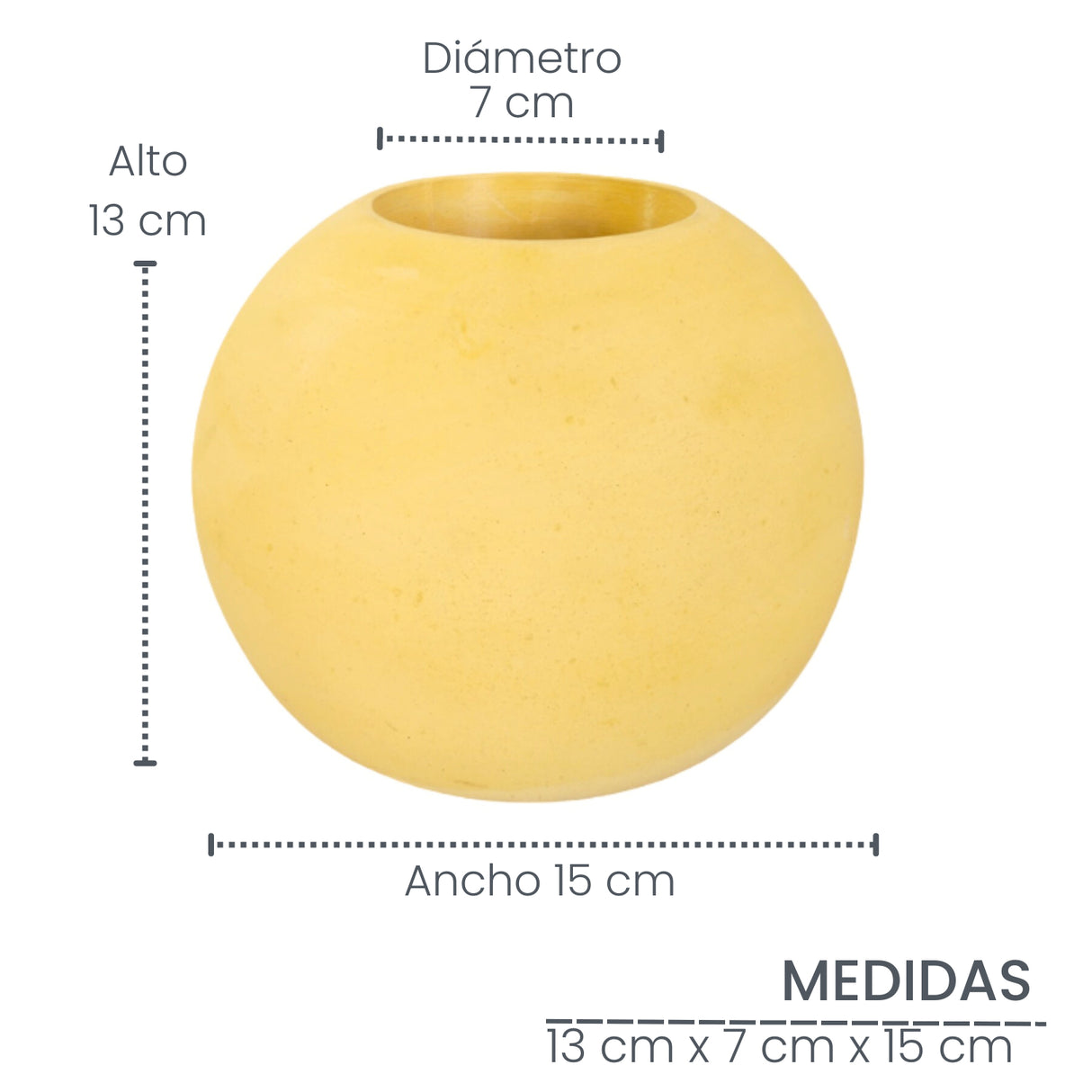 Matera de mesa Luna Amarillo 12x12cm de Cemento Circular de 1.4 Litros - Jardineria | Bylmo
