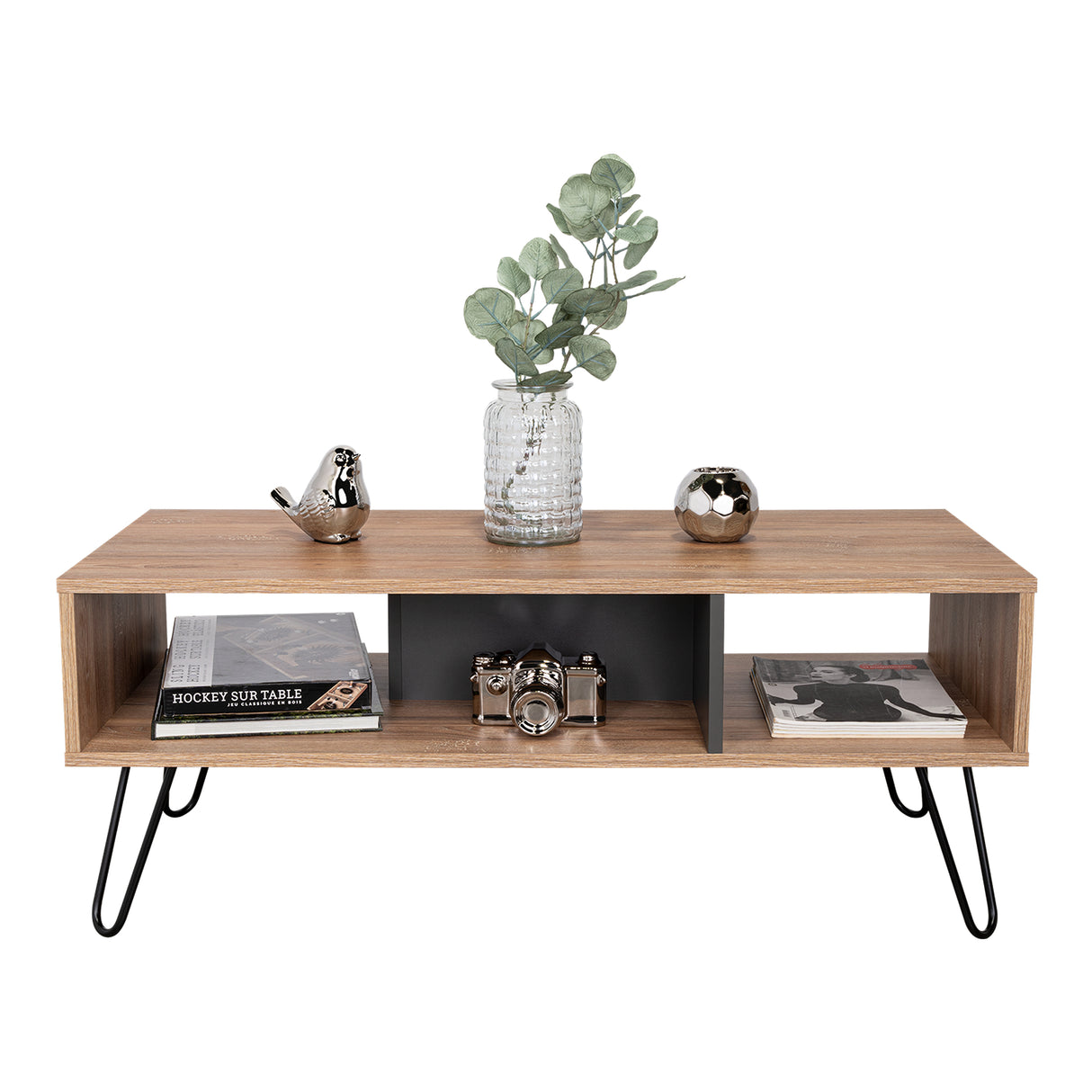 Mesa de Centro Vassel Miel 101x40cm Rectangular con Patas y con Compartimientos - Mesas | Bylmo