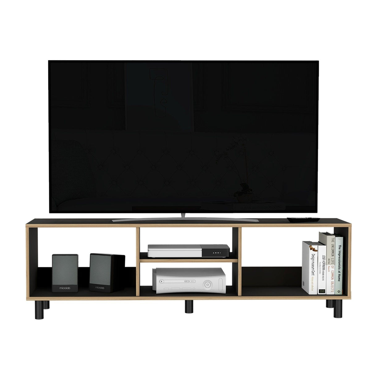 Rack de TV Tunez Wengue y Cafe Claro 160x160cm Para TV Hasta 70 Pulgadas sin Cajones y con Patas - Muebles de TV | Bylmo