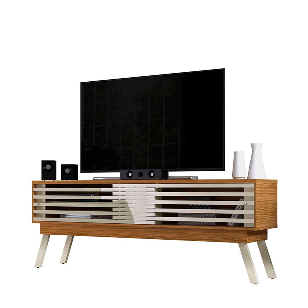 Rack Frizz Cafe y Blanco 182 cm con Dos Puertas - Muebles para TV | Bylmo
