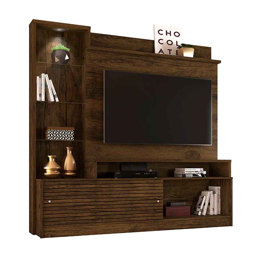 Centro de Entretenimiento Frizz Cafe 183 cm con Dos Puertas y Entrepaños de Vidrio - Muebles para TV | Bylmo