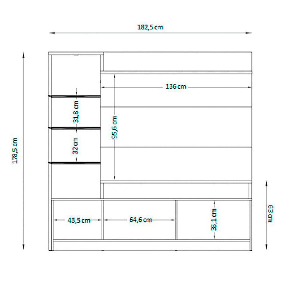 Centro de Entretenimiento Frizz Cafe 183 cm con Dos Puertas y Entrepaños de Vidrio - Muebles para TV | Bylmo