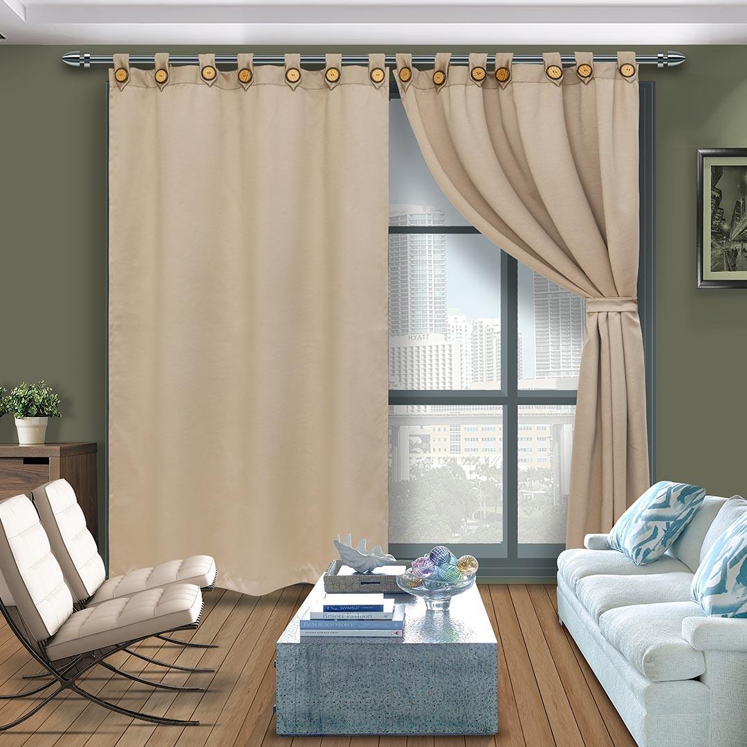 Cortina Lona Beige 265x215cm Fondo Entero con Buena Opacidad - Cortinas | Bylmo