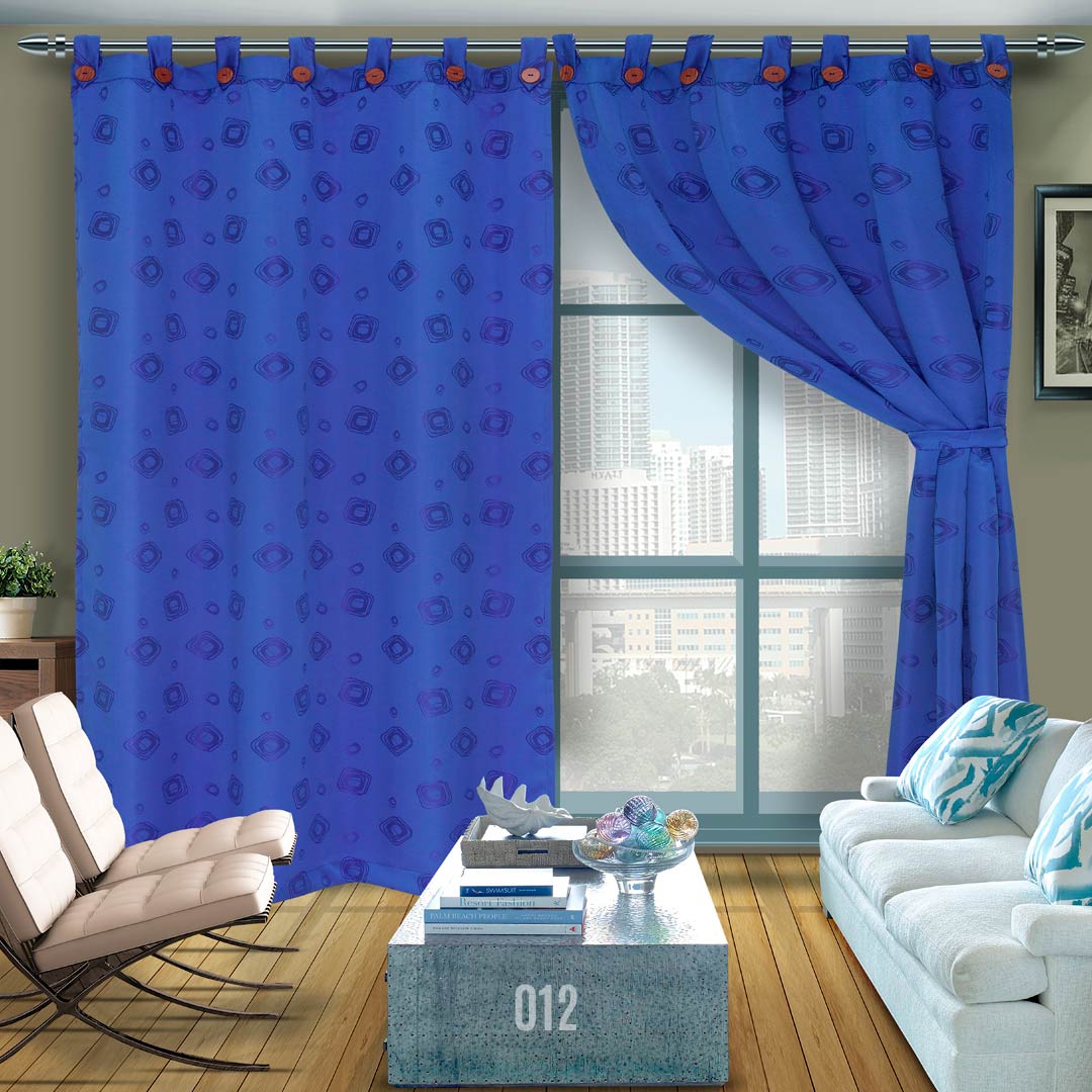 Cortina Yacar Botón Azul 265x215cm de Circulos - Cortinas | Bylmo