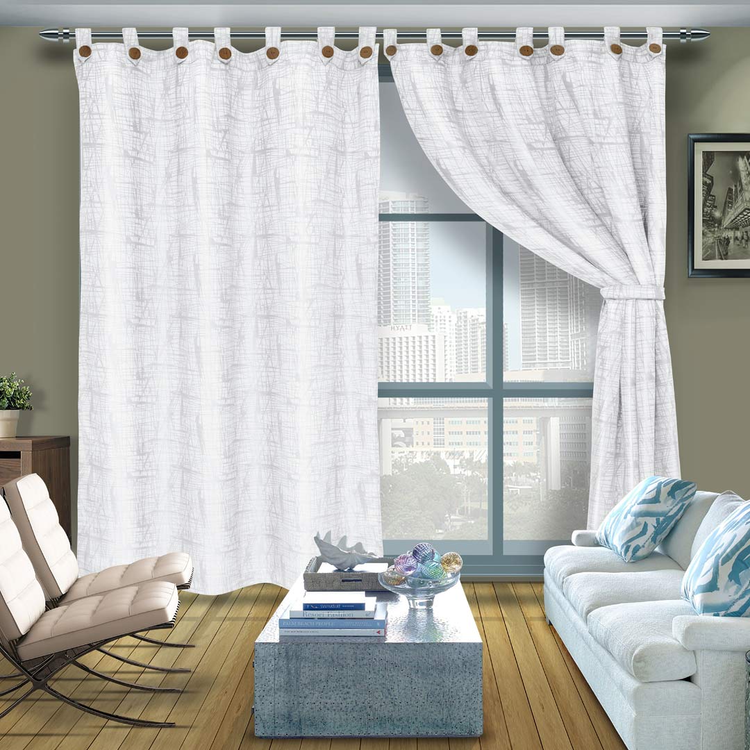 Cortina Yacar Blanco Hueso 265x215cm de Circulos - Cortinas | Bylmo