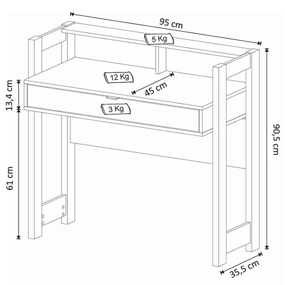 Escritorio Caracas Blanco 95 cm con Cajón y Entrepaño - Escritorios y Archivadores | Bylmo