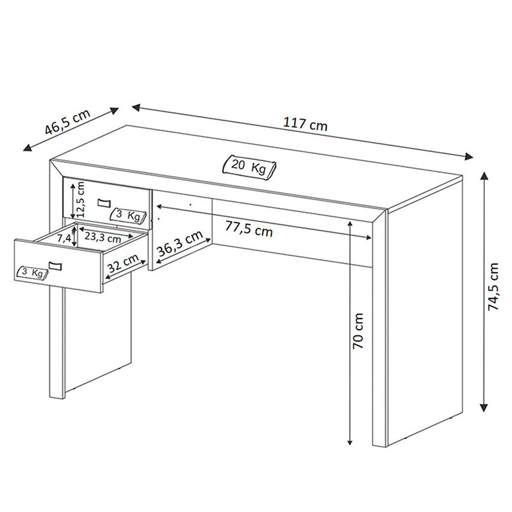 Escritorio Pekín Blanco 117 cm con Cajones - Escritorios y Archivadores | Bylmo