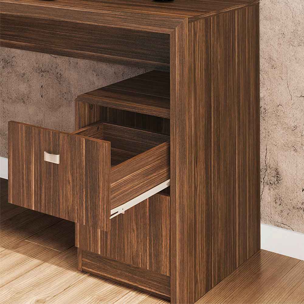 Escritorio Santorini Nogal 135 cm con Cajones y Entrepaños - Escritorios y Archivadores | Bylmo