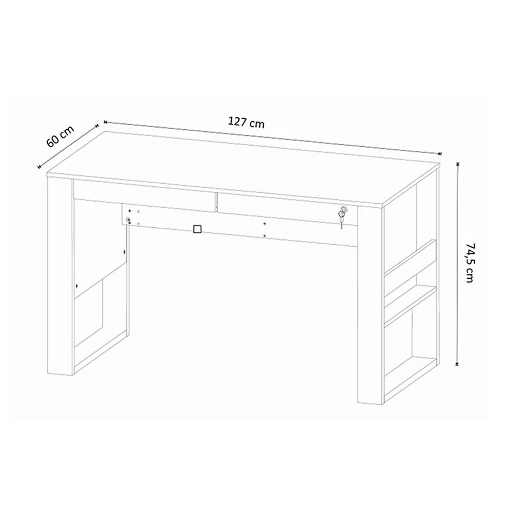 Escritorio Juventus Blanco 127 cm con Cajones con Llave y Revistero - Escritorios y Archivadores | Bylmo