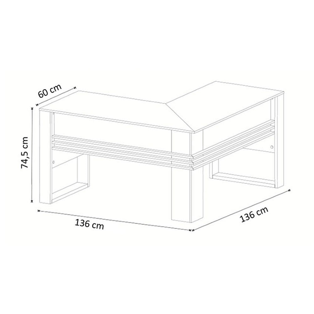 Escritorio en L Arsenal Blanco 136 cm con Revistero - Escritorios y Archivadores | Bylmo