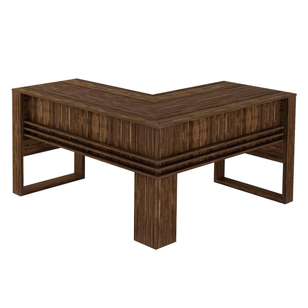 Escritorio en L Arsenal Nogal 136 cm con Revistero - Escritorios y Archivadores | Bylmo