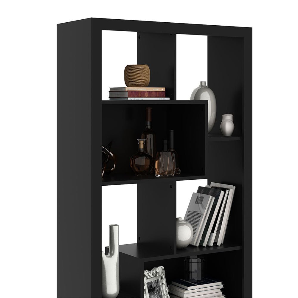 Estantería Londres Negro 159x78cm con Ocho Compartimientos - Bibliotecas | Bylmo