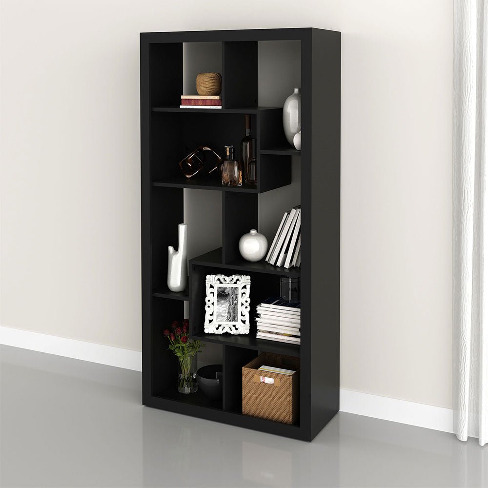 Estantería Londres Negro 159x78cm con Ocho Compartimientos - Bibliotecas | Bylmo