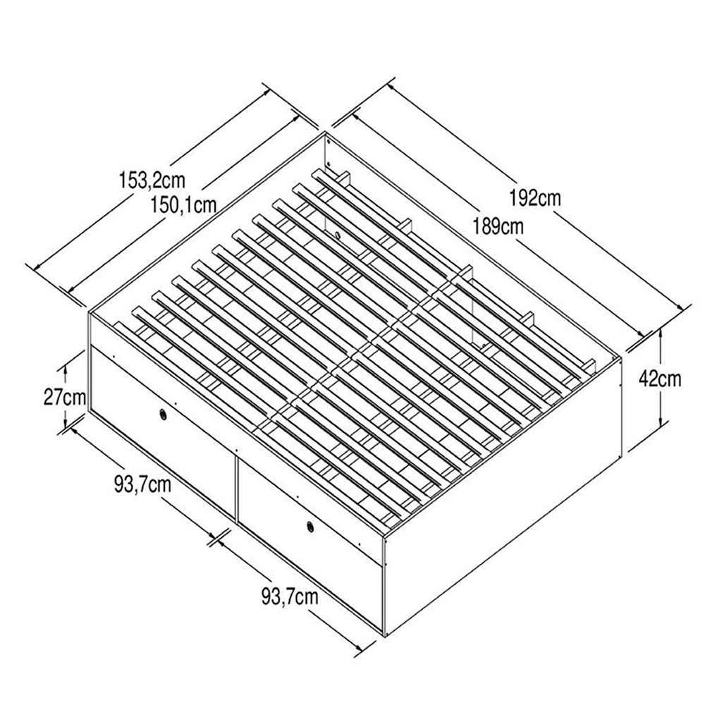 Cama Tokio Doble 140 cm Blanco con Cuatro Puertas - Camas | Bylmo