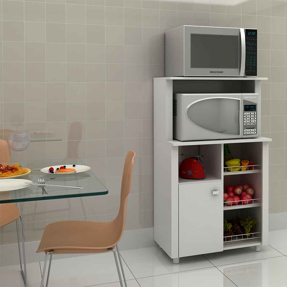 Mueble Auxiliar Burgos Blanco 68 cm con Una Puerta y Entrepaños - Muebles Organizadores | Bylmo