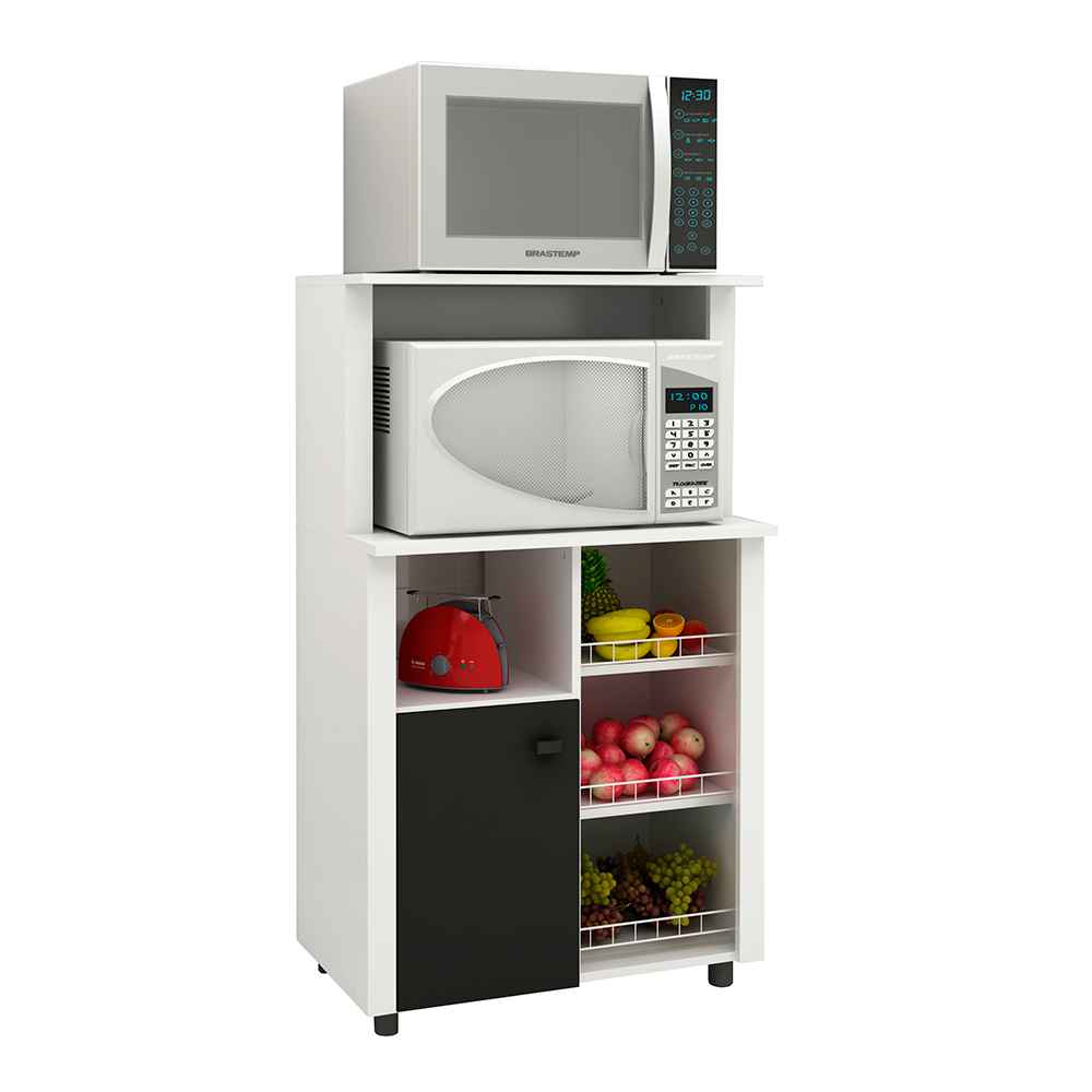 Mueble Auxiliar Burgos Blanco y Negro 68 cm con Una Puerta y Entrepaños - Muebles Organizadores | Bylmo