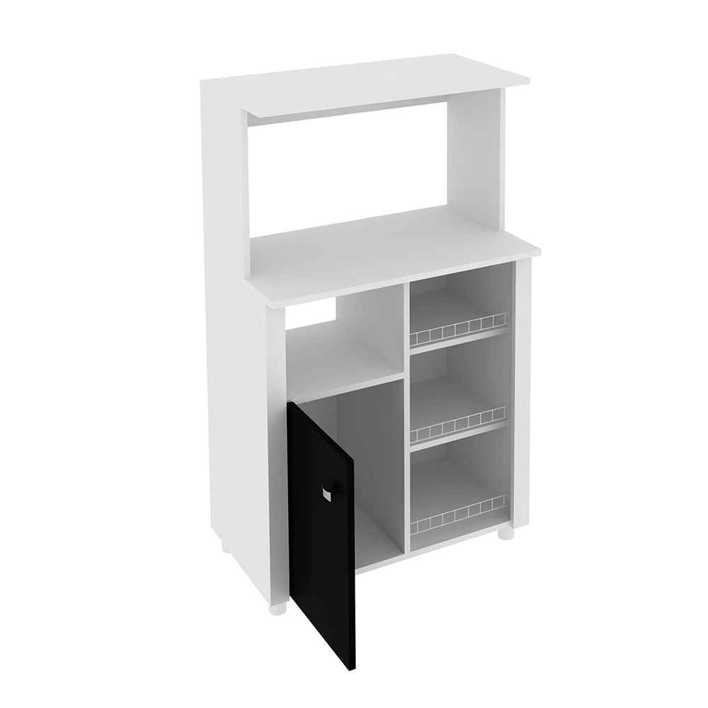 Mueble Auxiliar Burgos Blanco y Negro 68 cm con Una Puerta y Entrepaños - Muebles Organizadores | Bylmo