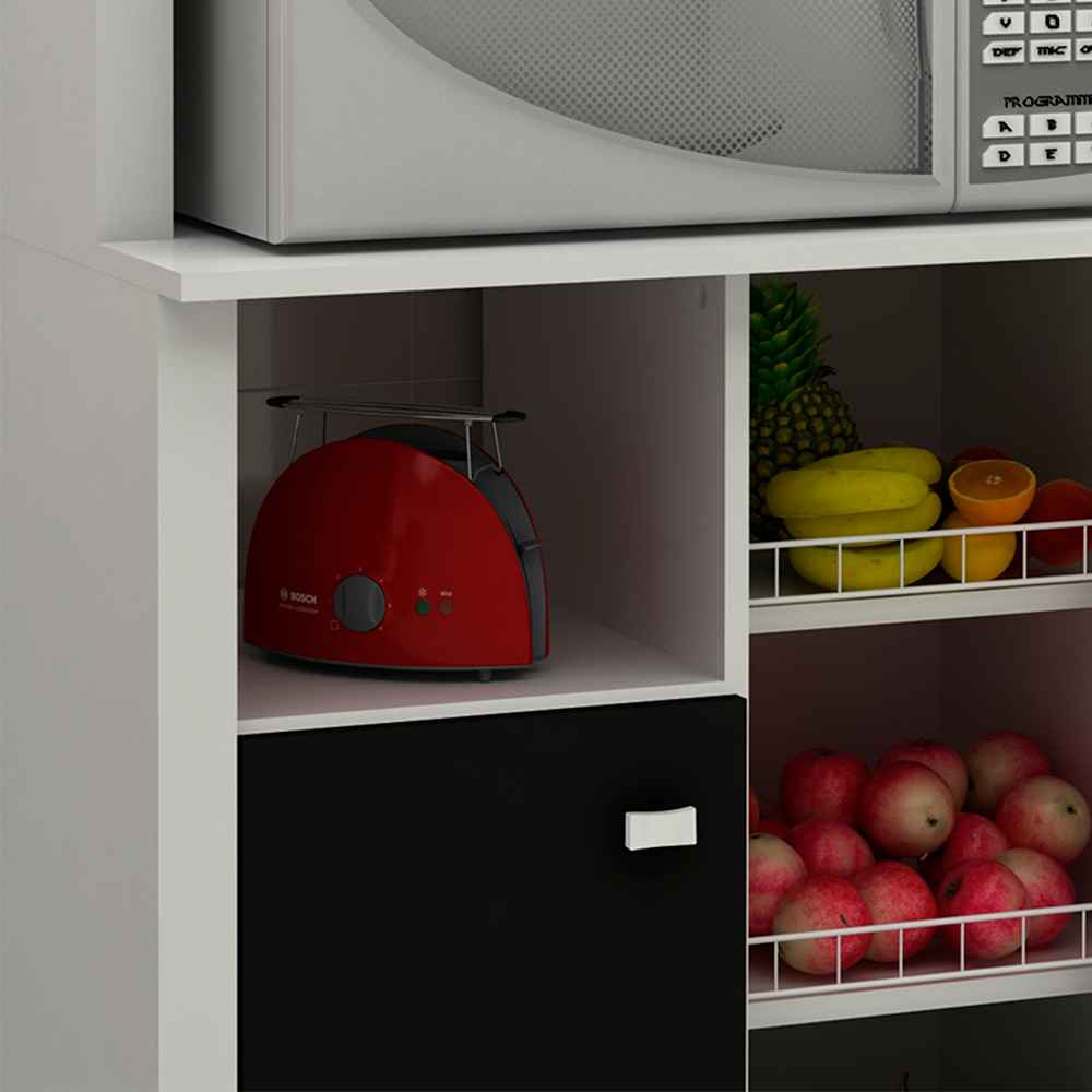 Mueble Auxiliar Burgos Blanco y Negro 68 cm con Una Puerta y Entrepaños - Muebles Organizadores | Bylmo