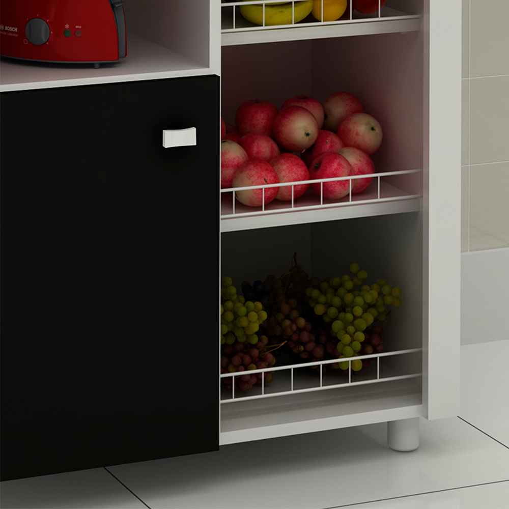 Mueble Auxiliar Burgos Blanco y Negro 68 cm con Una Puerta y Entrepaños - Muebles Organizadores | Bylmo