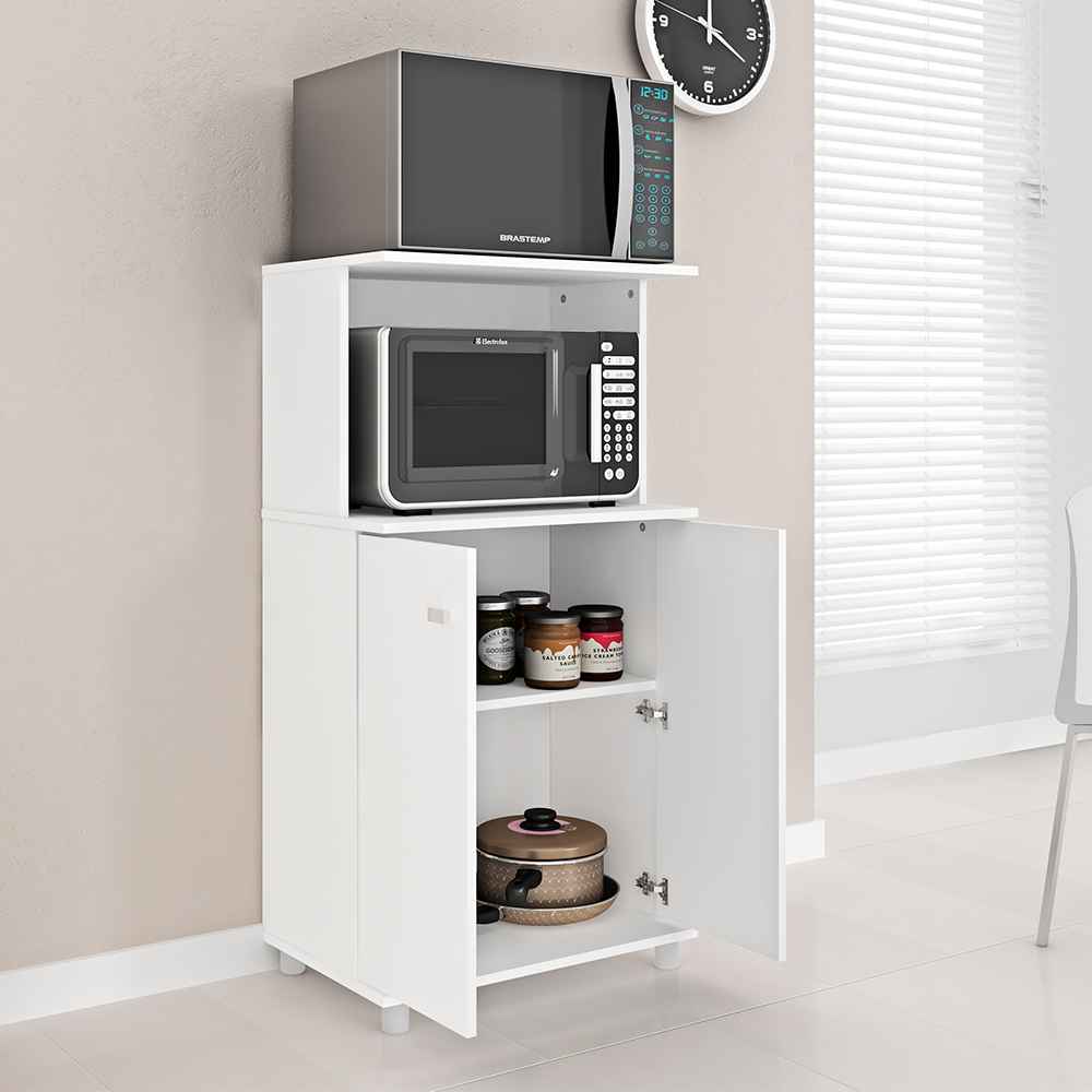 Mueble Auxiliar Almería Blanco 61 cm con Dos Puertas y Entrepaño - Muebles Organizadores | Bylmo
