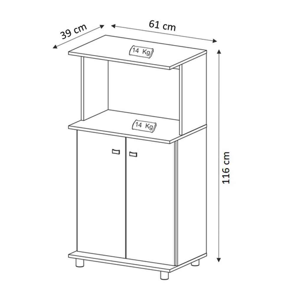 Mueble Auxiliar Almería Humo 61 cm con Dos Puertas y Entrepaño - Muebles Organizadores | Bylmo