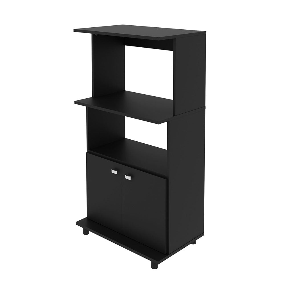 Mueble Auxiliar de Cocina Victoria Negro 61x116cm con Dos Entrepaños y con Tres Comportamientos - Muebles Organizadores | Bylmo