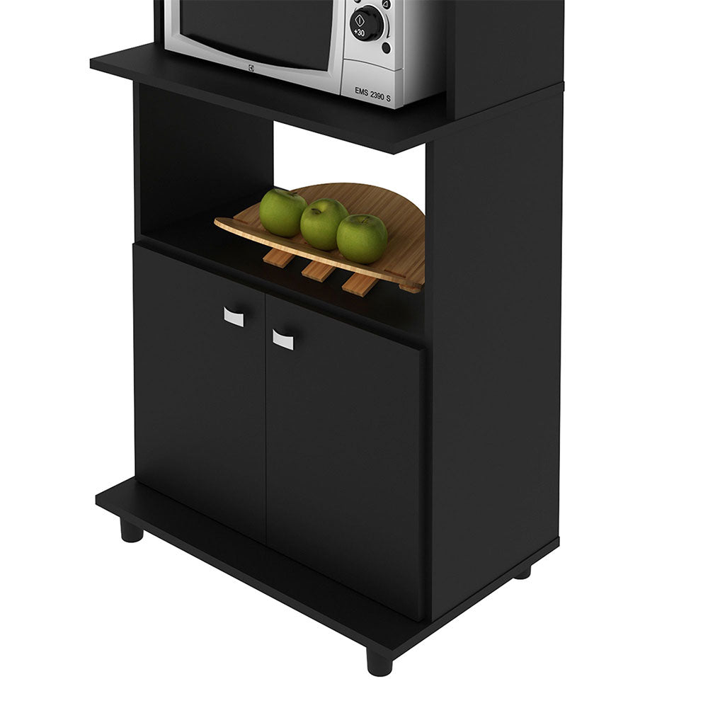 Mueble Auxiliar de Cocina Victoria Negro 61x116cm con Dos Entrepaños y con Tres Comportamientos - Muebles Organizadores | Bylmo