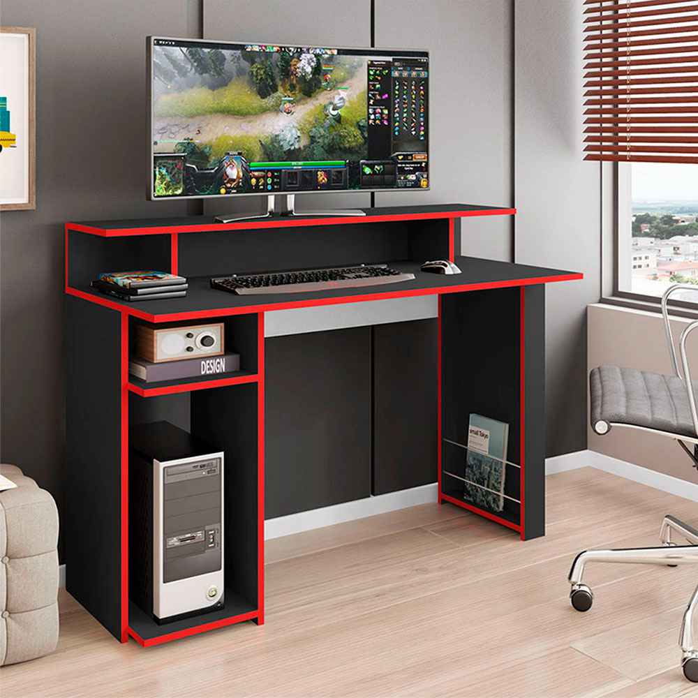 Escritorio Gamer Veinte Negro 120 cm con Entrepaños - Escritorios y Archivadores | Bylmo