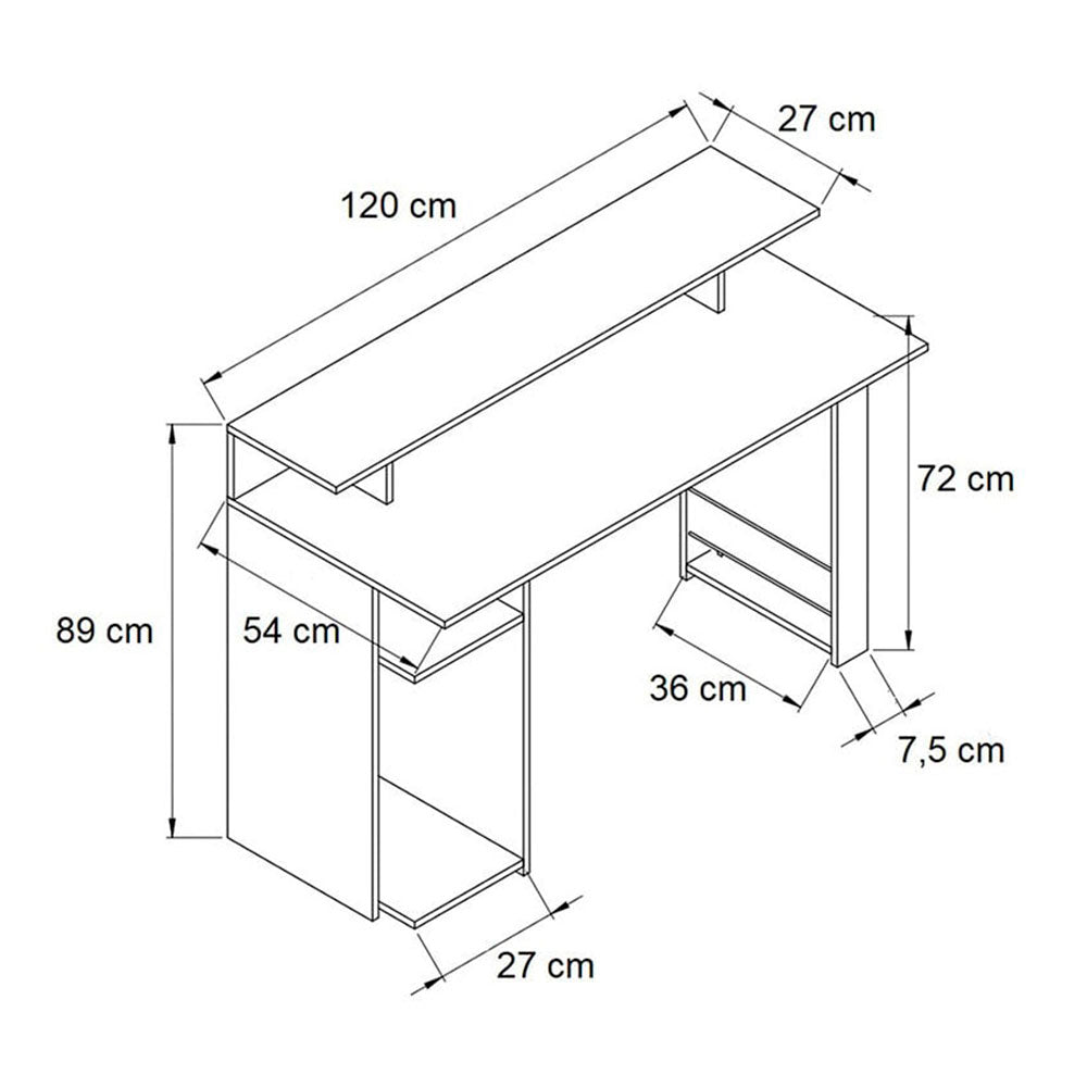 Escritorio Gamer Veinte Negro 120 cm con Entrepaños - Escritorios y Archivadores | Bylmo