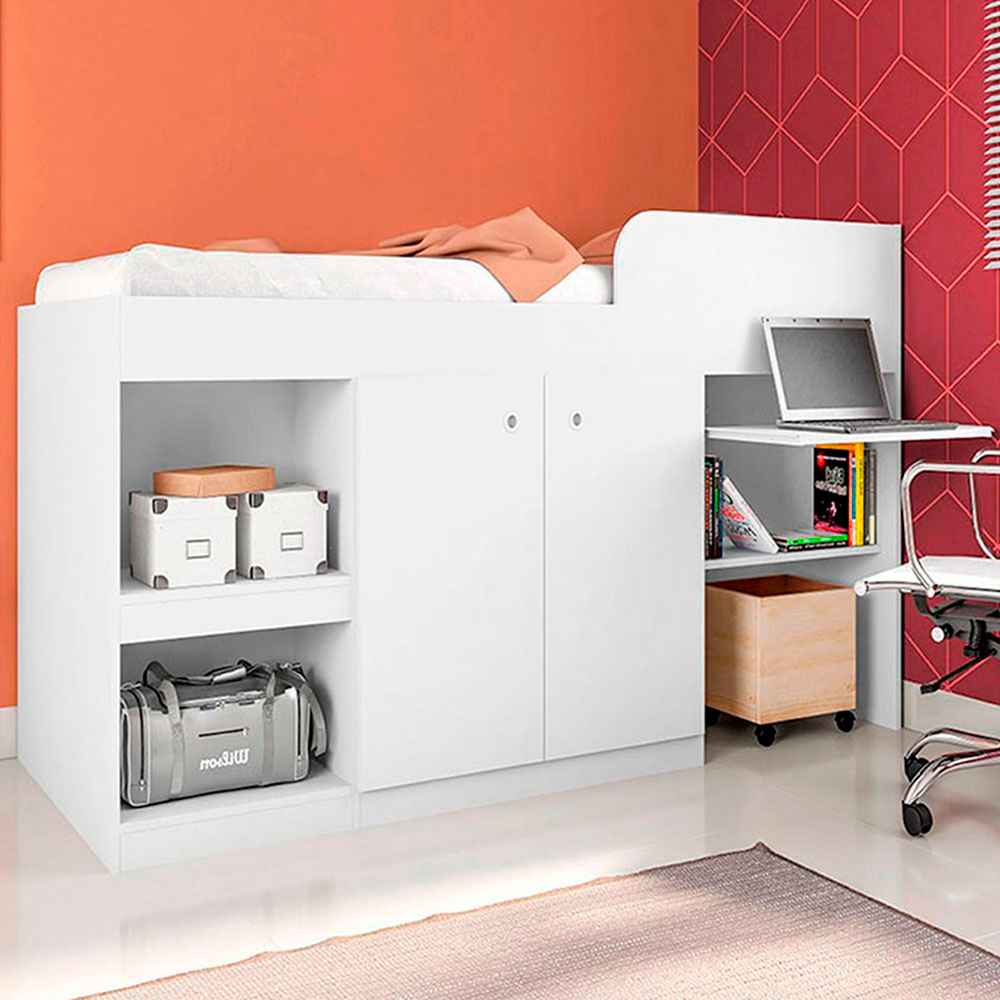 Cama Juvenil Sencilla 90 cm Blanco Multifuncional - Camas | Bylmo