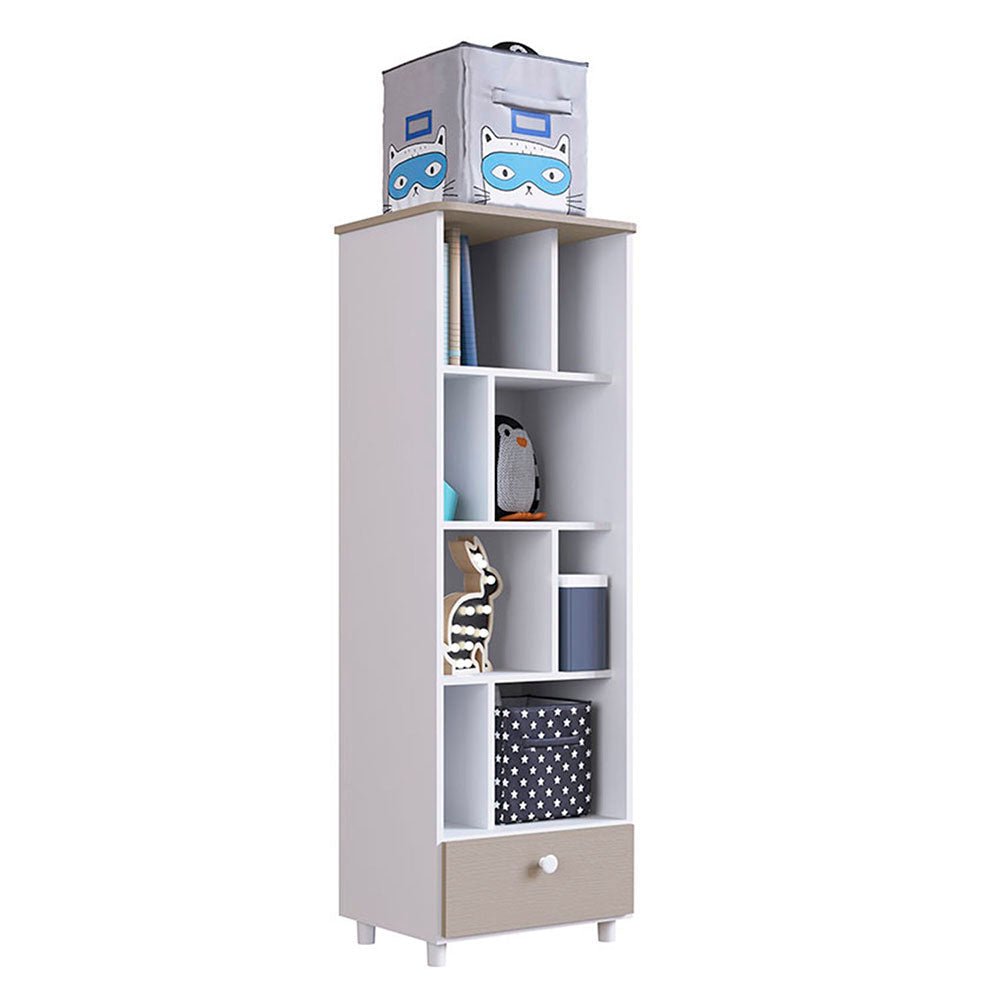 Biblioteca Dulzura Blanco 49 cm con Entrepaños y Un Cajón - Repisas y Percheros | Bylmo