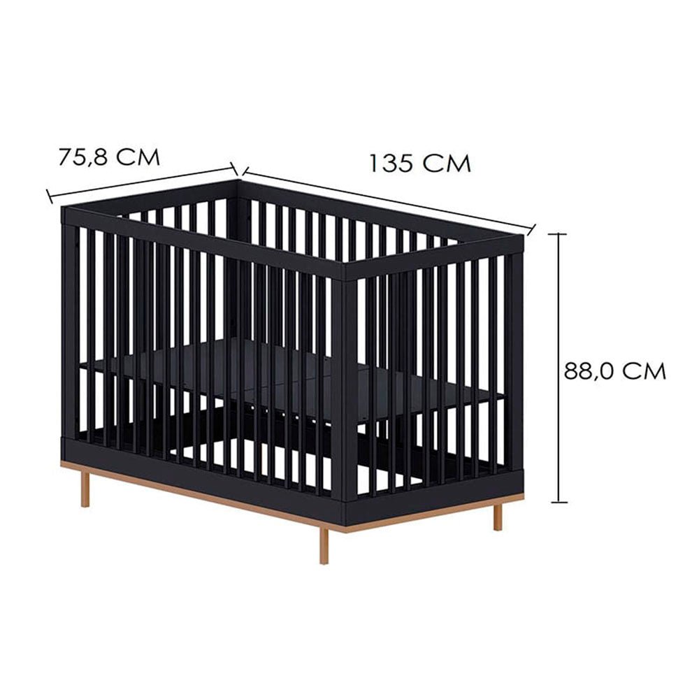 Cuna Paty 130x70 cm Negro y Dorado - Camas | Bylmo