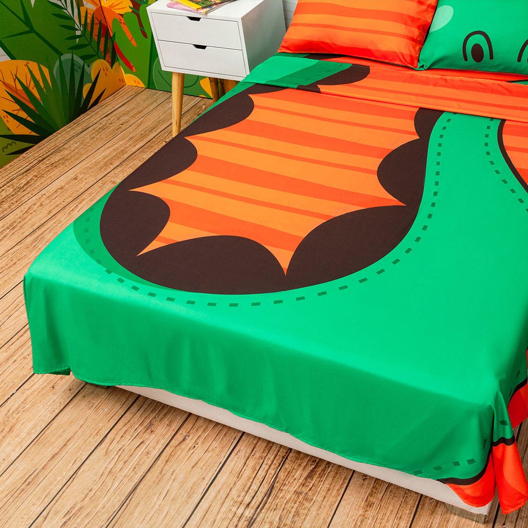 Juego de Sabanas Infantil Microfibra Doble 140 cm Verde de Cocodrilo - Ropa de Cama | Bylmo