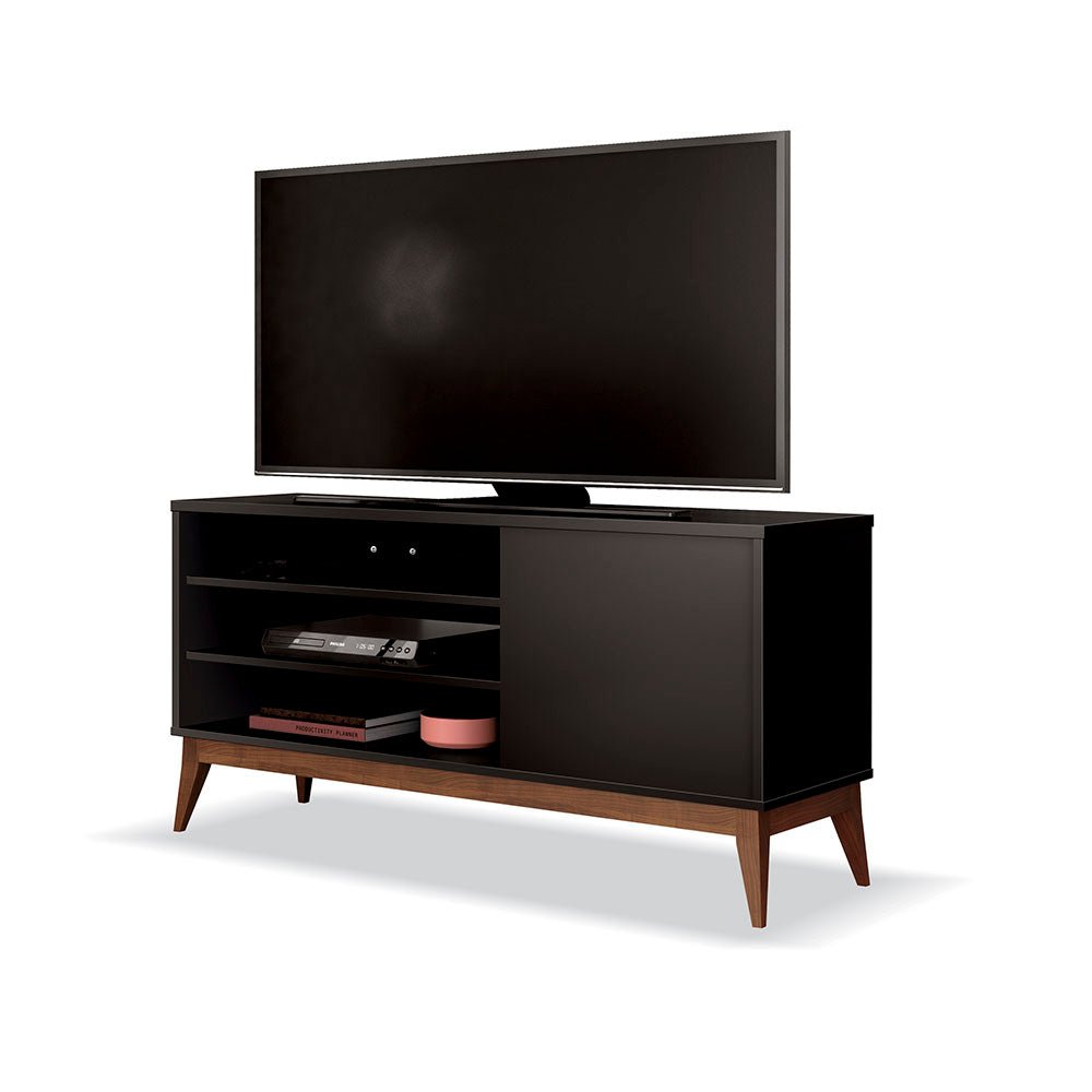Rack Vince Cafe y Negro 116 cm con Una Puerta - Muebles para TV | Bylmo
