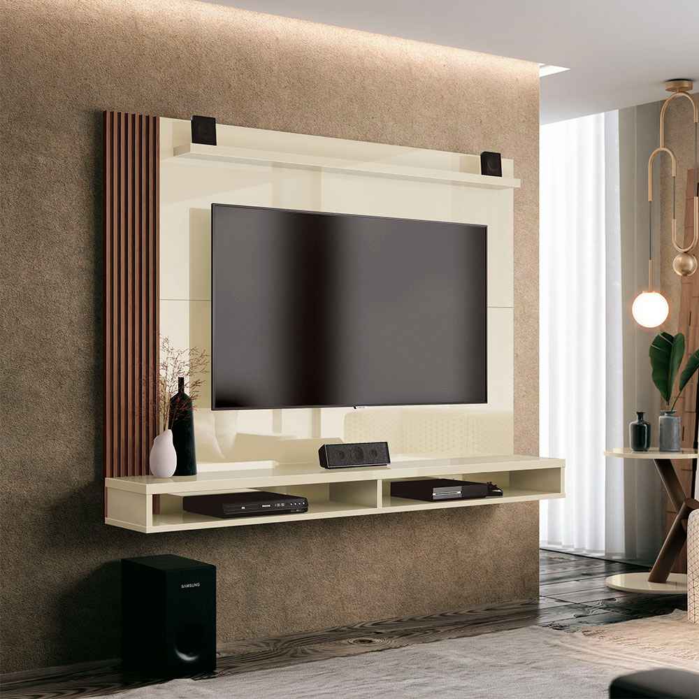 Panel Dinamarca Cafe y Blanco 140 cm - Muebles para TV | Bylmo