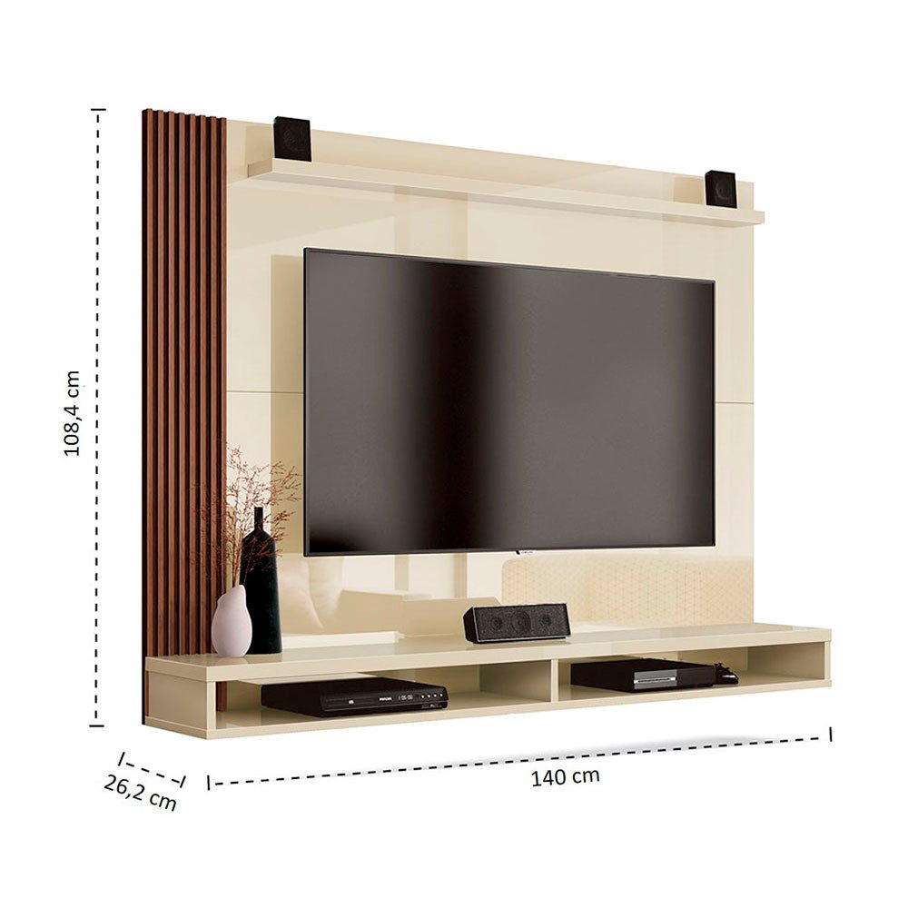 Panel Dinamarca Cafe y Blanco 140 cm - Muebles para TV | Bylmo