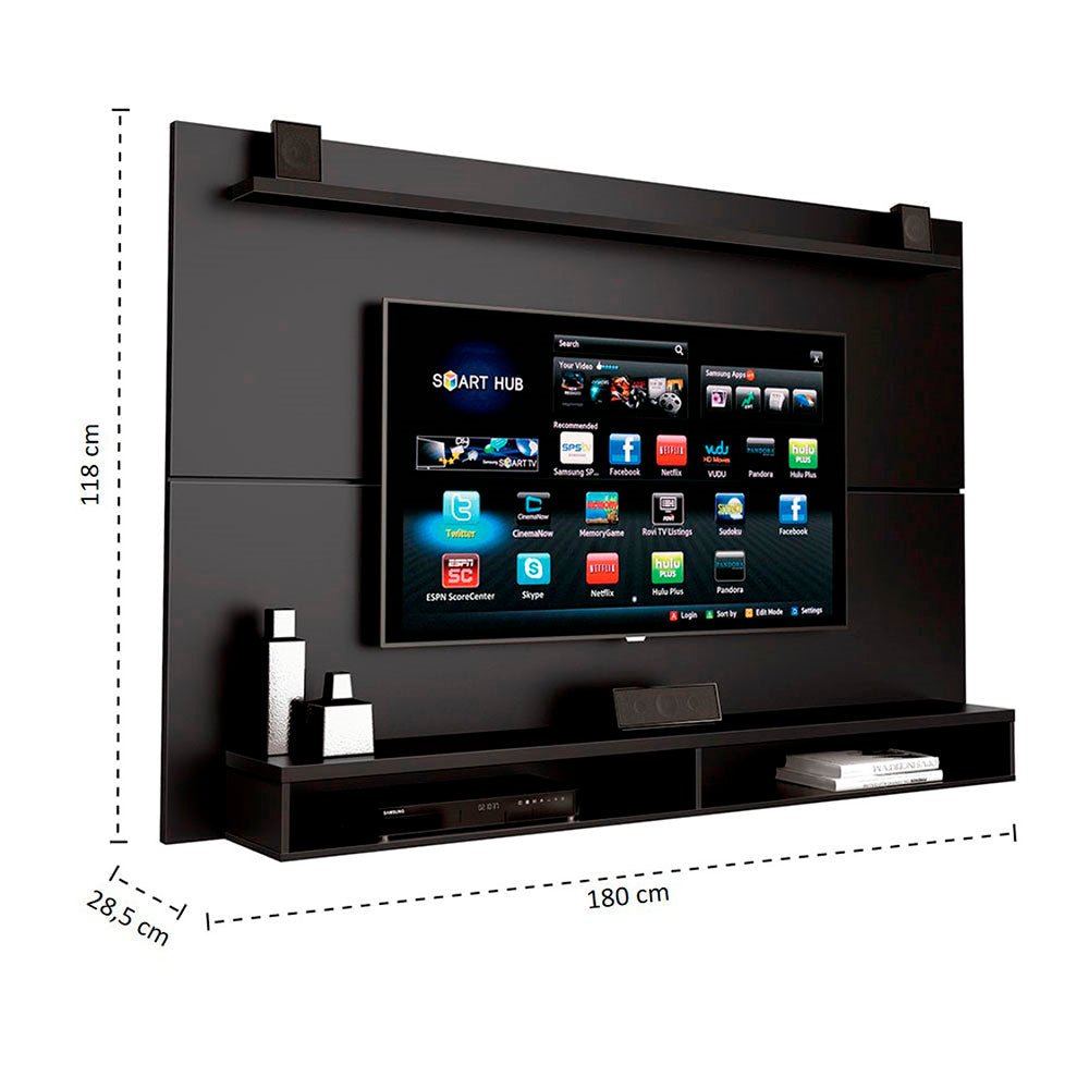 Panel Maxi Negro 180 cm - Muebles para TV | Bylmo